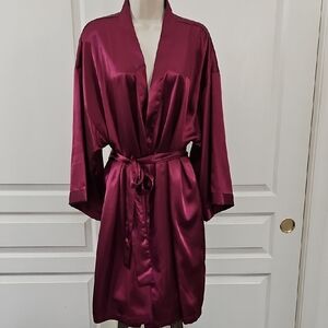 Thalia Sodi | Woven Wrap Robe - Burgundy Size L/XL